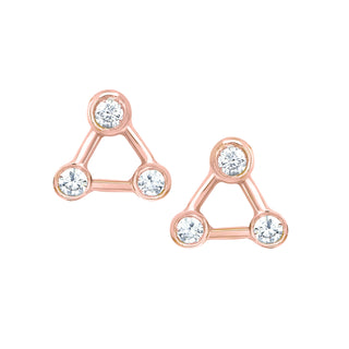Mini Summer Triangle Diamond Constellation Earrings Pair Rose Gold  by Logan Hollowell Jewelry