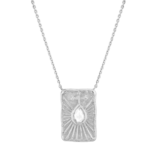 Source Prayer Shield Necklace 16"-18" White Gold Diamond by Logan Hollowell Jewelry