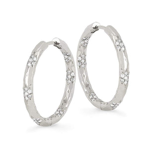 Sevenfold Diamond Hoops Large White Gold   by Logan Hollowell Jewelry