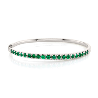 French Pave Graduated Emerald Bracelet Petite White Gold  by Logan Hollowell Jewelry