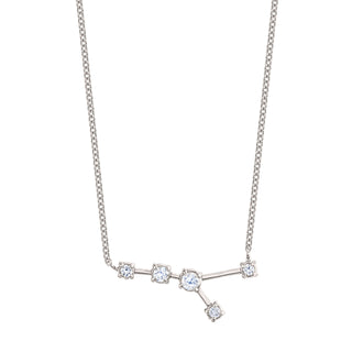 18k Prong Set Cancer Constellation Necklace White Gold   by Logan Hollowell Jewelry