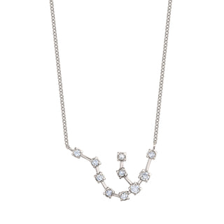 18k Prong Set Aquarius Constellation Necklace White Gold   by Logan Hollowell Jewelry