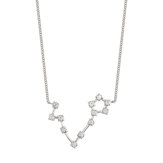 18k Prong Set Pisces Constellation Necklace White Gold   by Logan Hollowell Jewelry