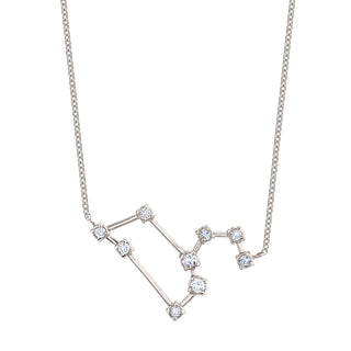 18k Prong Set Leo Constellation Necklace White Gold   by Logan Hollowell Jewelry