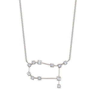 18k Prong Set Gemini Constellation Necklace White Gold   by Logan Hollowell Jewelry