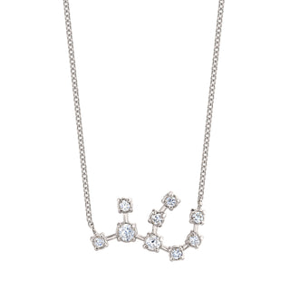 18k Prong Set Virgo Constellation Necklace White Gold   by Logan Hollowell Jewelry
