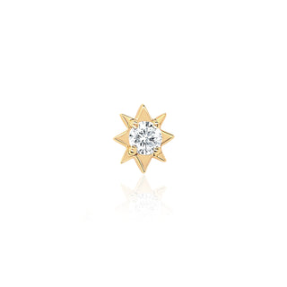 Mini North Star Diamond Studs Yellow Gold Single  by Logan Hollowell Jewelry